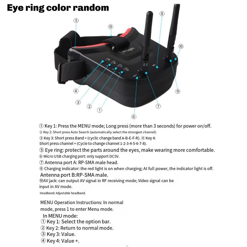 B92B VR009 แว่นตา FPV 5.8G 40C - Fpv Drone Goggles บทวิจารณ์และราคา